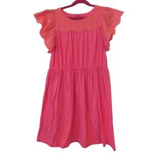 Lilly Pulitzer Girls Size XL 12 / 14 Bright Pink Flutter Sleeve Sundress Dress